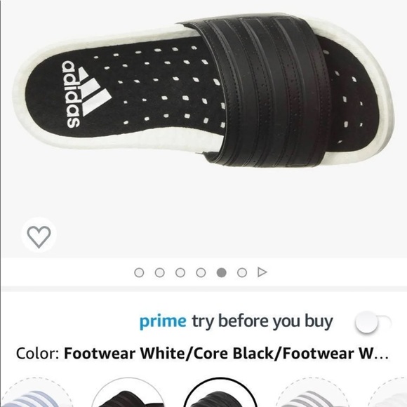Adidas Adilette Boost Slides in Black and white - Picture 2 of 11